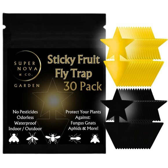 Sticky Fruit Fly Traps Star-Shaped 30pk Indoor Plants Outdoor Garden Double-Side - Picture 1 of 7